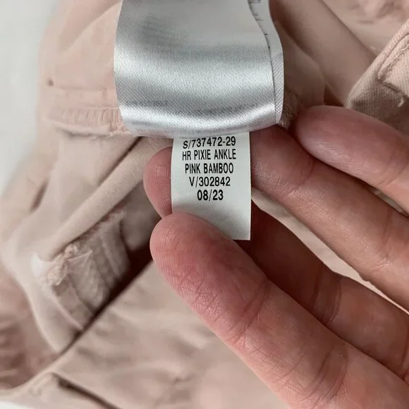 Old Navy Pink Bamboo Stretch Canvas High Rise Skinny Pixie Pant 4 - Picture 5 of 7